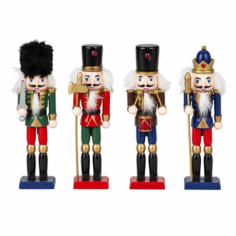Nøddeknækker figurer i træ 18 cm høje i 4 varianter