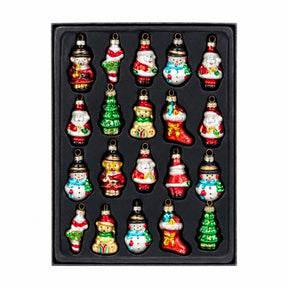 Mini figurformet julekugler 20-pak med forskellige former i glas til juletræ