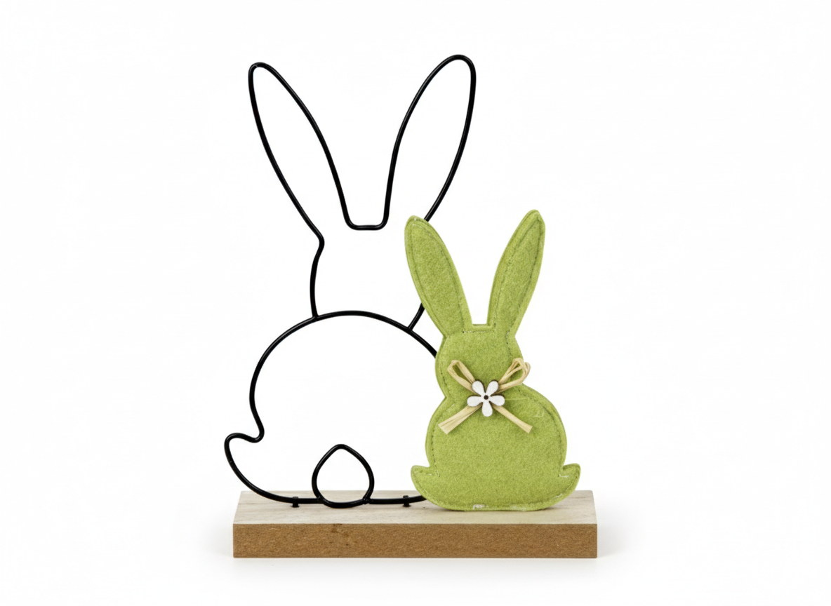 Påskehare i grønt filt med haresilhuet