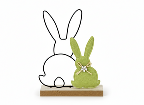 Påskehare i grønt filt med haresilhuet