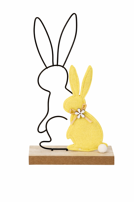 Påskehare i gul filt med haresilhuet