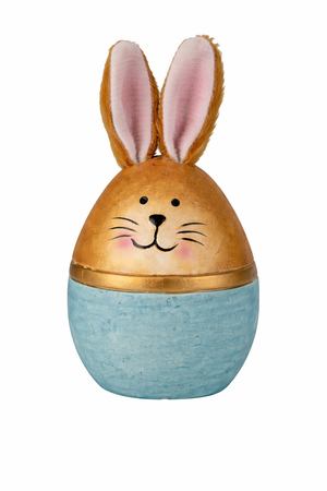 Påskehare i keramik med æggeform turkis