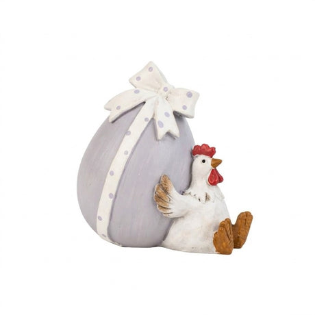 Påskeæg med sløjfe og høne