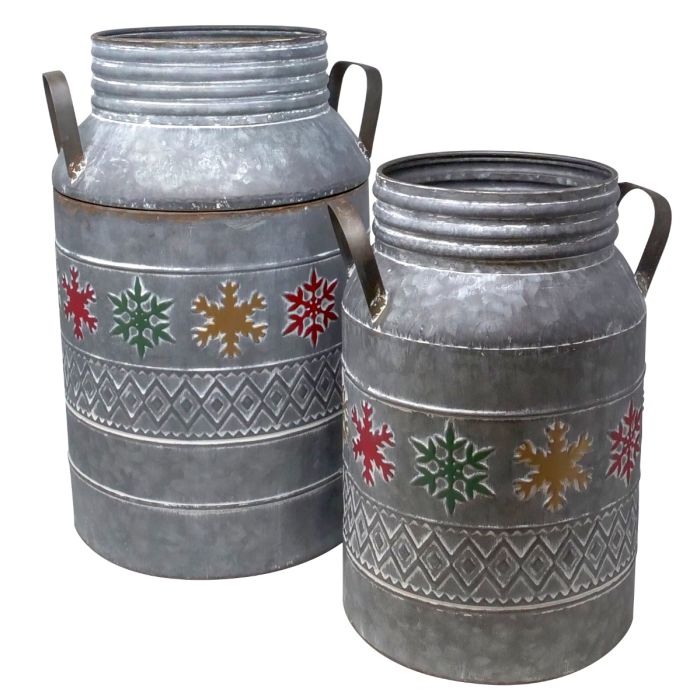 Mælkejunger i metal med snefnug sæt