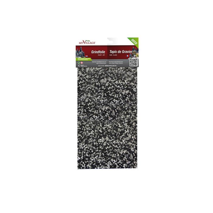 Folie med påklæbet sten i sort/hvid