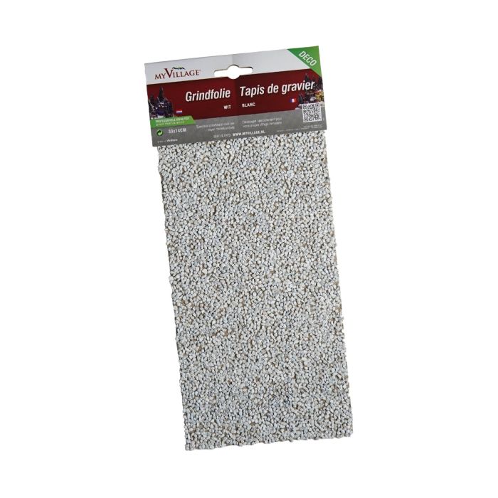 Folie med påklæbet hvide sten