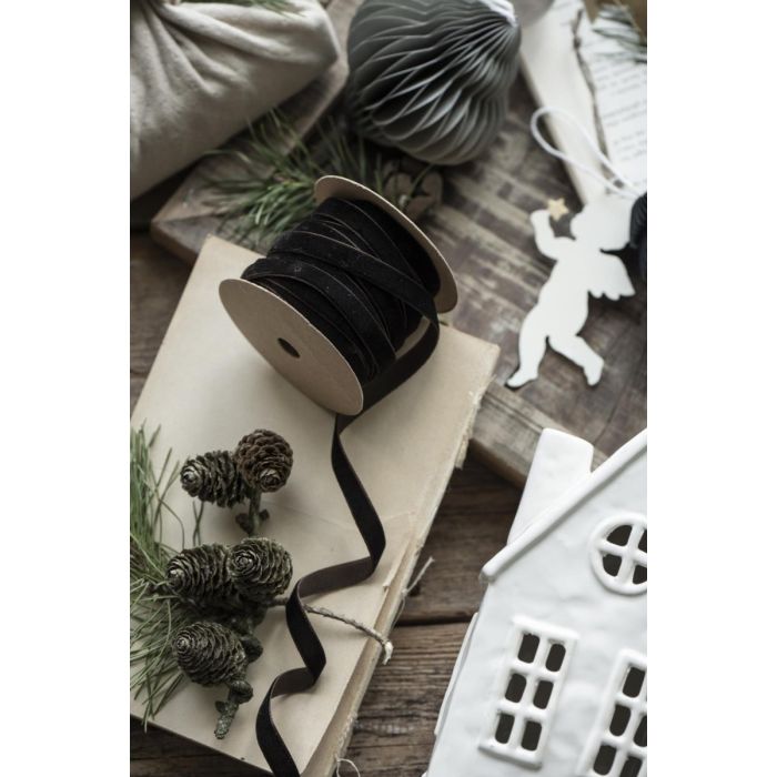 Velourbånd på spole 10 m mocca