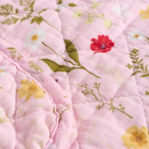 Quilt rosa med havens blomster