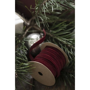 Velourbånd på spole 10 m bordeaux