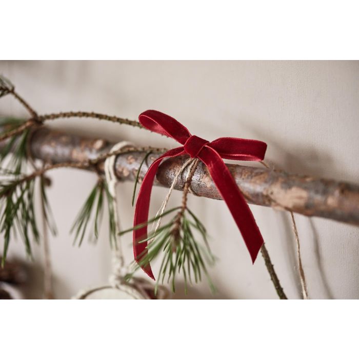 Velourbånd på spole 10 m bordeaux