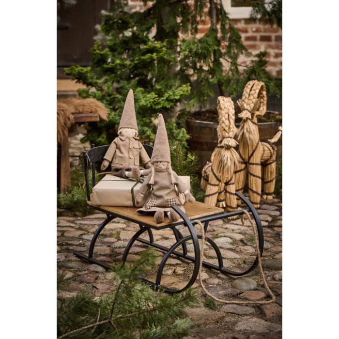 Julebuk m/brunt bånd og skæg 63 cm høj