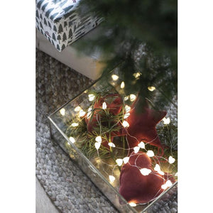 Lyskæde 40 hjerter med timer