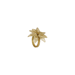 Guldfarvet servietring med perleblomst