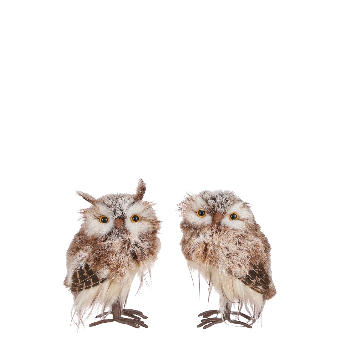 Billede af Brun og hvid ugle 19 cm høj - Ugle uden ører