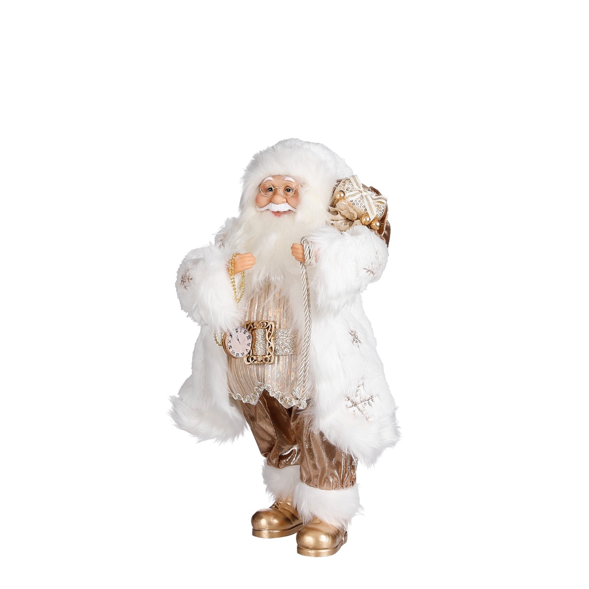 Julemand med hvid frakke 47 cm høj