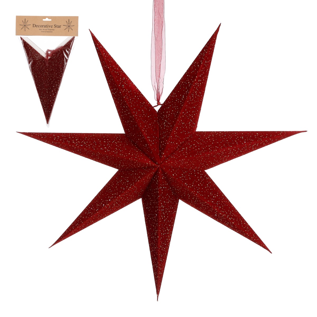 Billede af Stor mørkerød stjerne diameter 60 cm