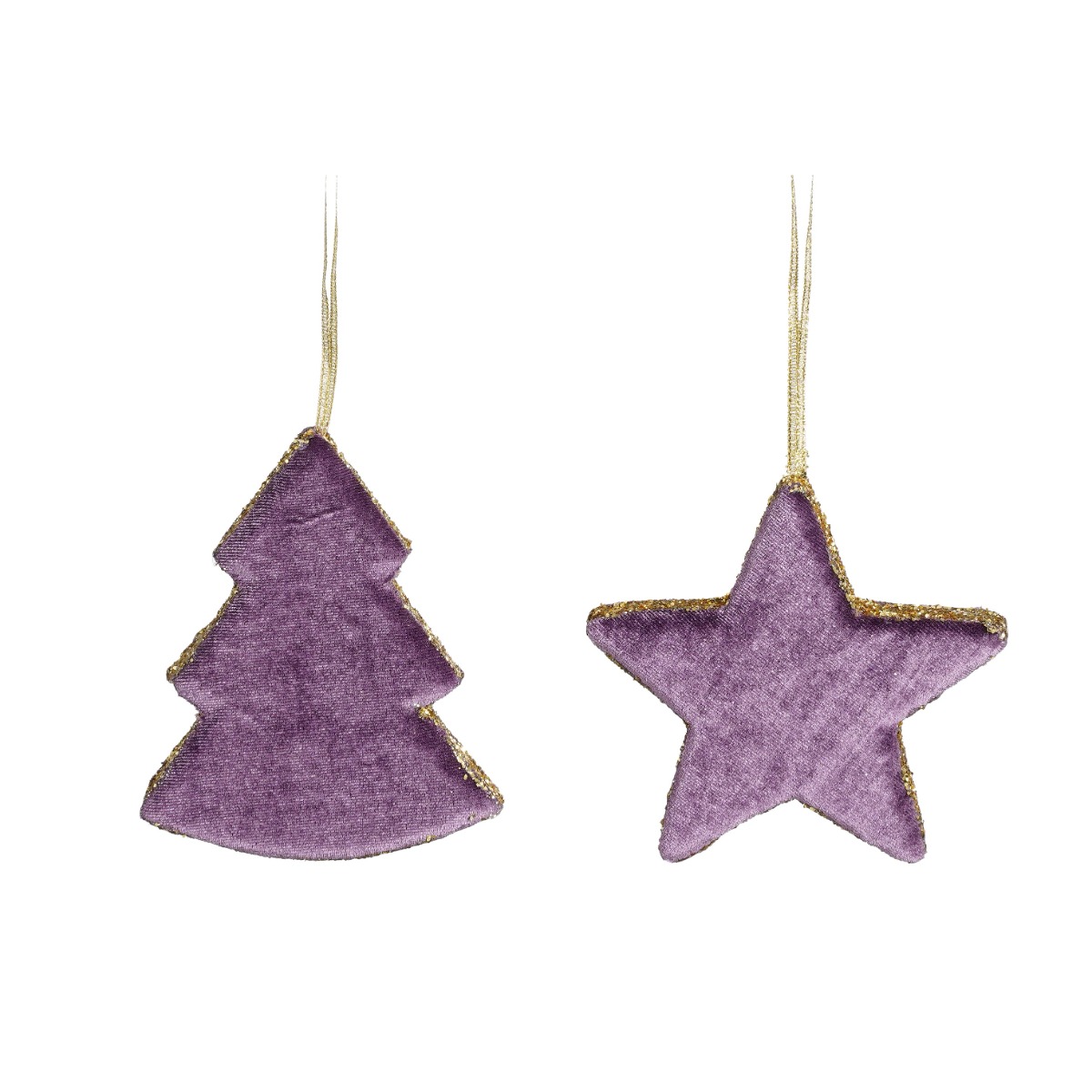 Juletræ eller stjerne lyslilla med guldfarvet kant -Stjerne