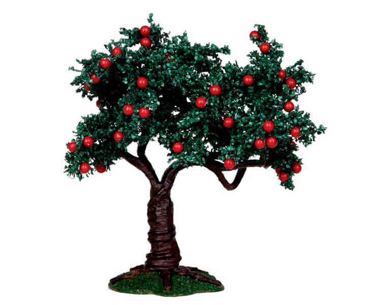 Stort æbletræ med bred krone og modne æbler