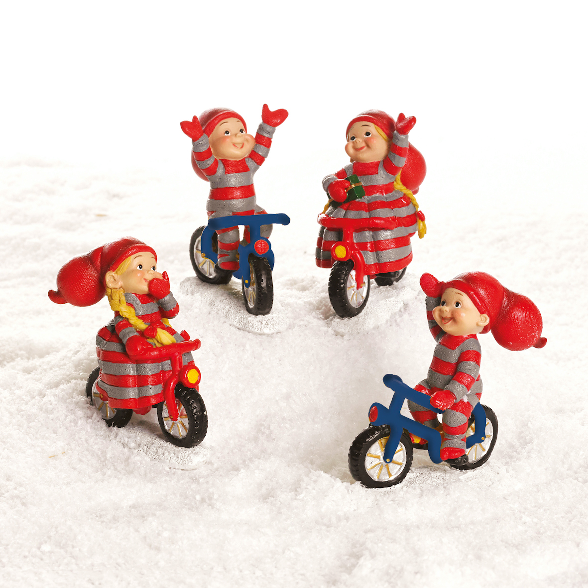 Billede af Babynisse på cykel - Pige rød cykel hånd ved mund