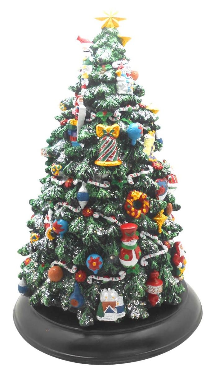 Spilledåse Juletræ med pynt 21 cm højt