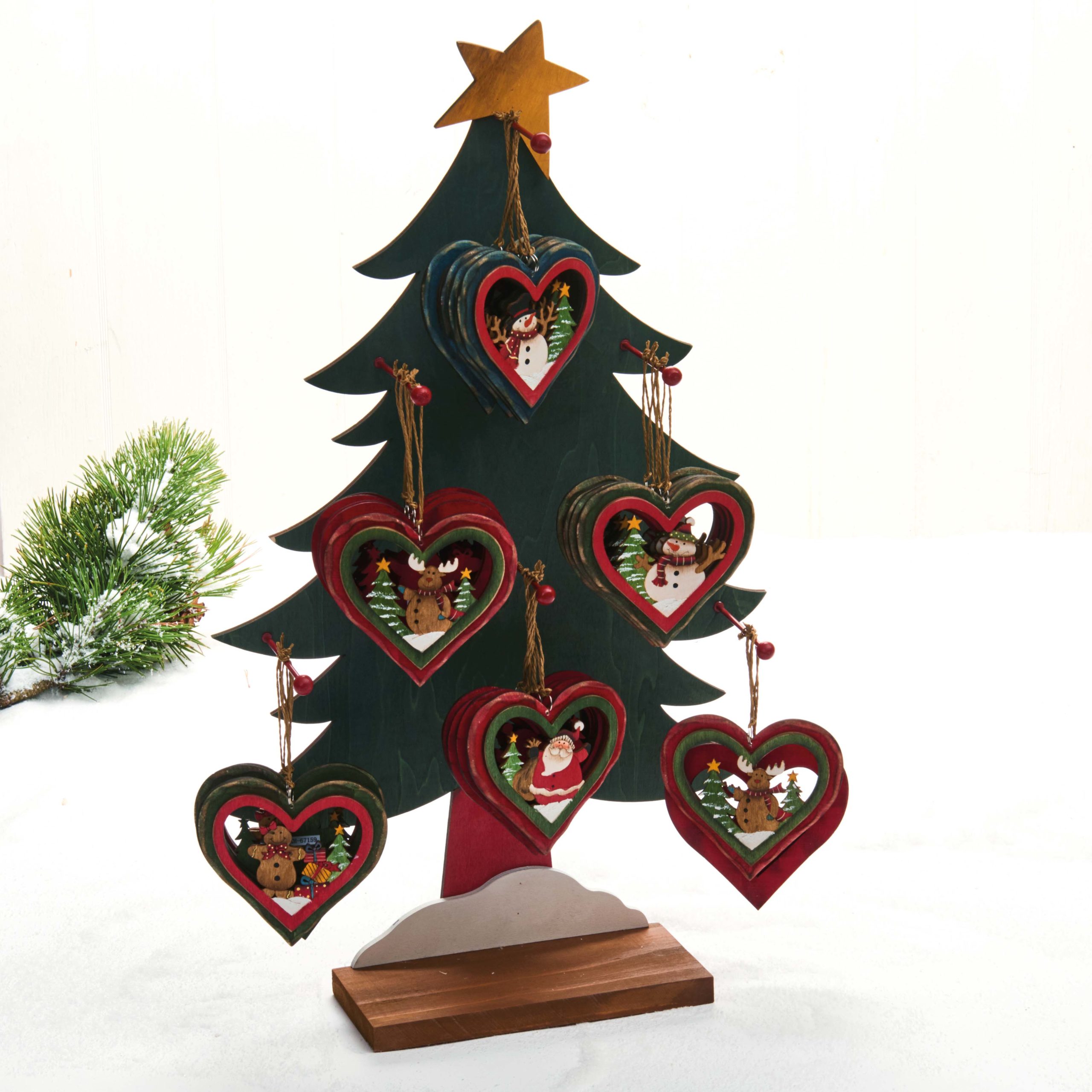 Hjertetræfigur til juletræet – Snemand med hue