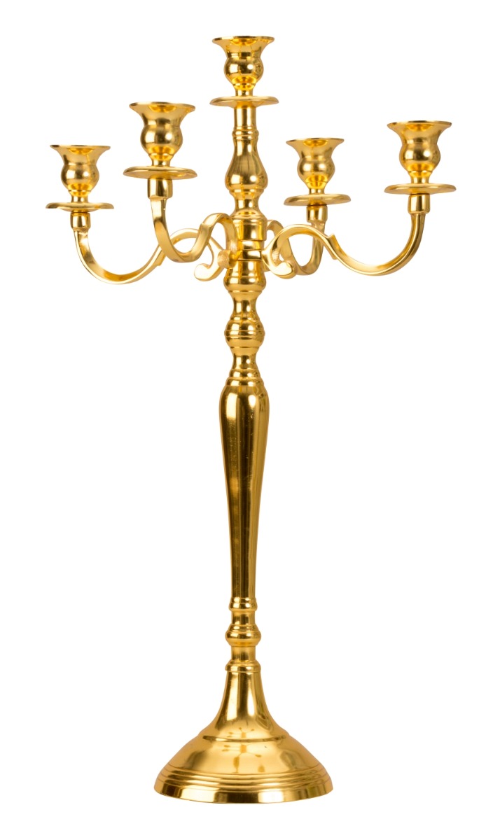 Billede af 5-armet guldfarvet gulvlysestage 60 cm høj