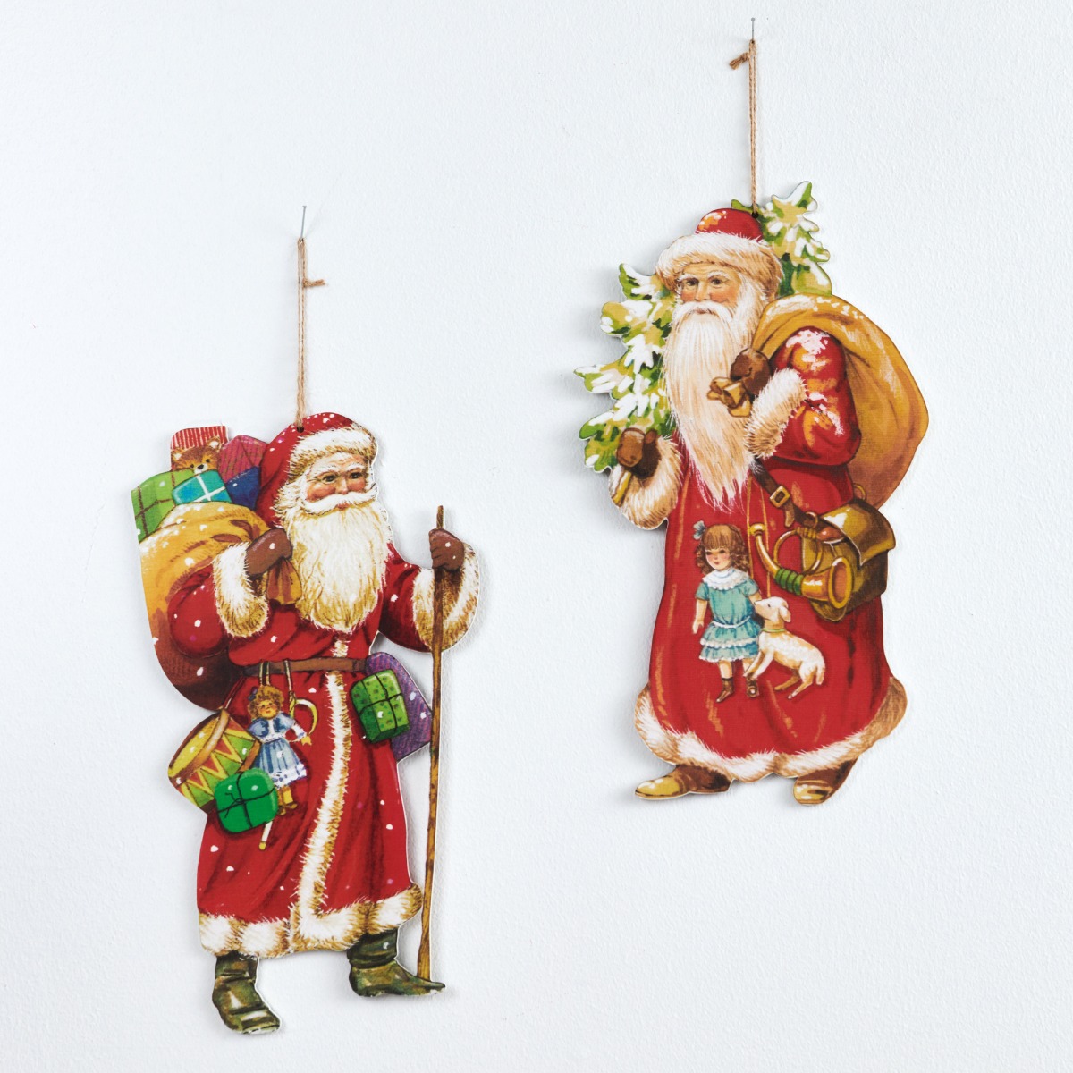 Nostalgisk julemand i træ -Gavesæk/stok