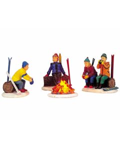 Skiers' Camp Fire, Set Of 4