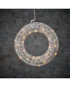 Dekorationskrans sølv med 30 LED lys