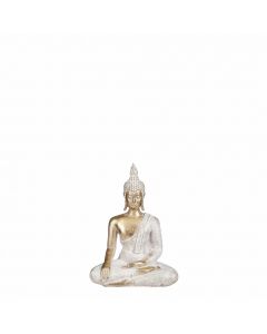 Buddha hvid/guld 15,5 cm høj