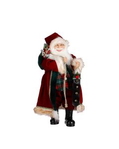 Julemand med rød frakke 63 cm høj 