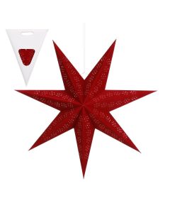 Stjerne med hulmønster rød 60 cm i dia 