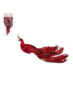 Påfugl rød med klips
