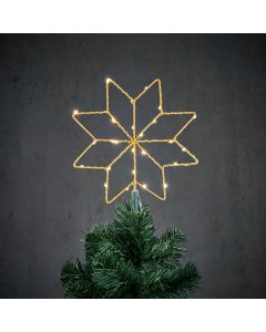 Guldfarvet snefnug-topstjerne med lys