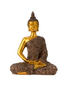 Buddha 23 cm høj sort & guldfarvet
