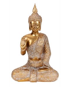 Buddha 39 cm høj guldfarvet