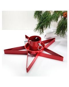 Stjerneformet juletræsfod i rød metal