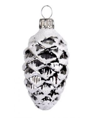 Silver colored fir cone Christmas ornament