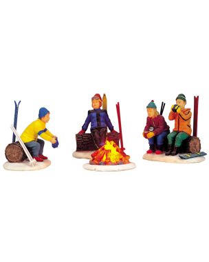 Skiers' Camp Fire, Set Of 4