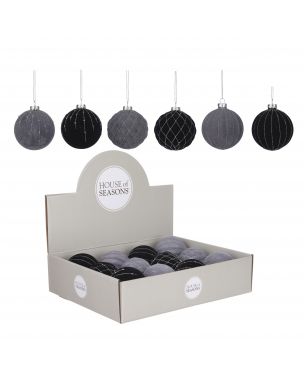 Gray and black velour Christmas balls