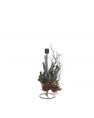 Metal candle stick holder with decorations