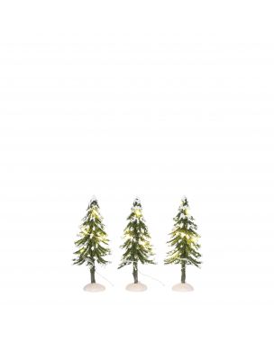 Snowy trees with warm white light 3 pieces