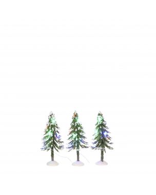 Snowy trees with multicolor light 3 pieces