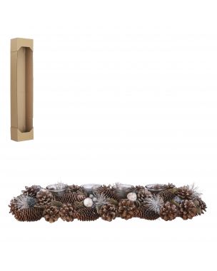 Oblong Advent wreath with fir cones