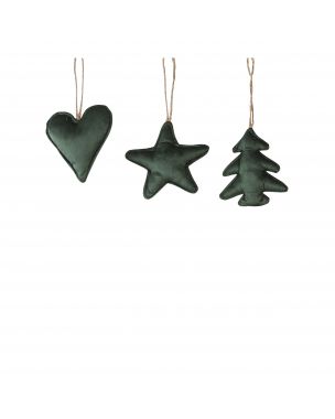 Green velour Christmas hanging ornament