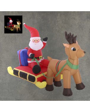Inflatable Santa Claus on a sleigh with LED lights