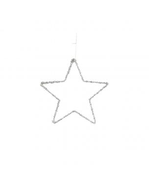 Sølvfarvet stjerne til ophæng 25 cm i dia