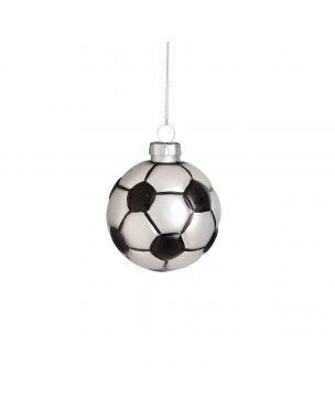 Julekugle Fodbold i sort og sølv