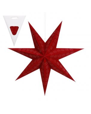 Stjerne med hulmønster rød 60 cm i dia 