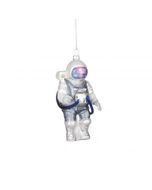 Julekugle astronaut i blå og sølv